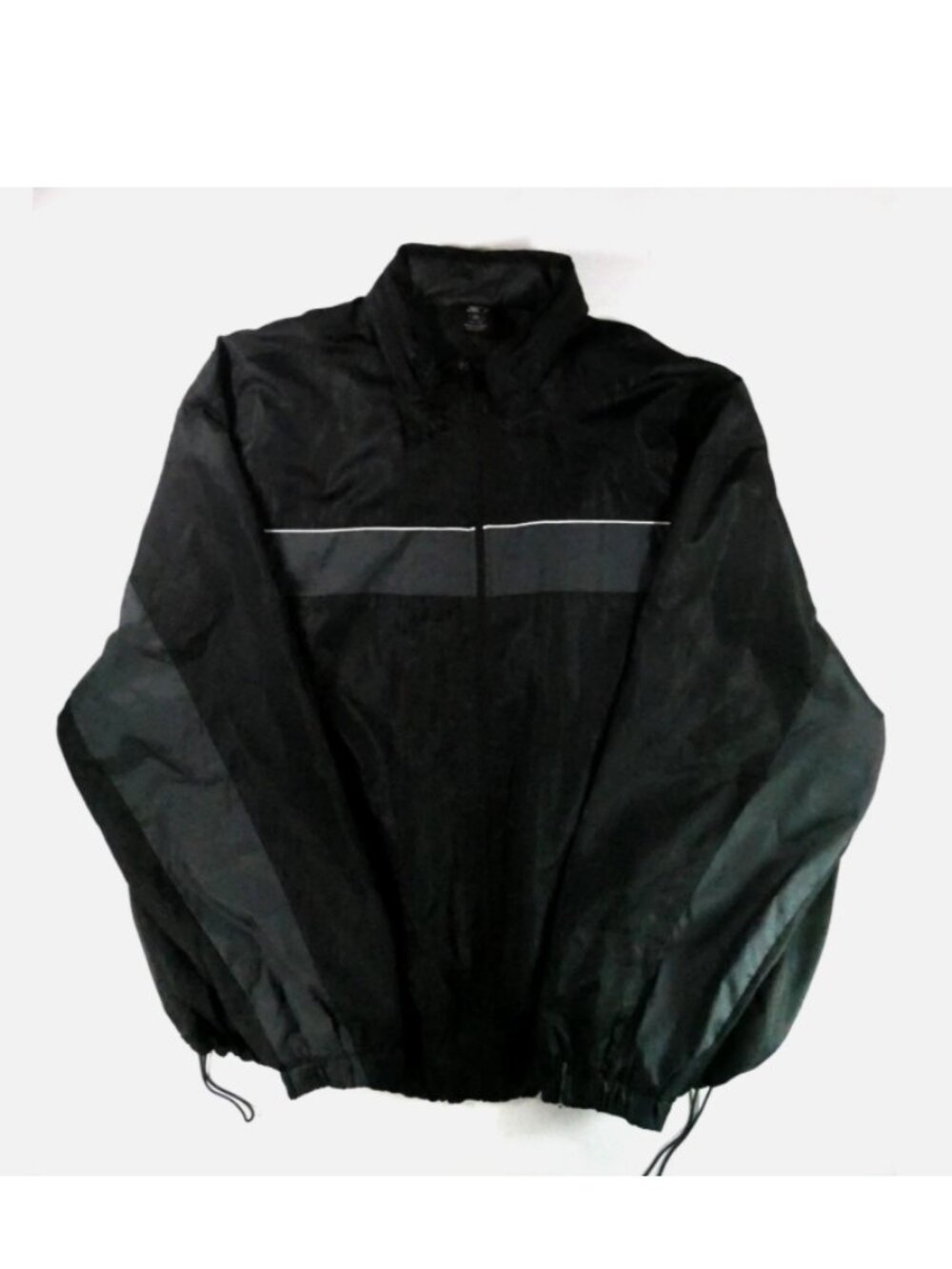 Starter Full Zip Jacket Black Size 3XL Tuck Away Hood Adjustable Waist Excellent